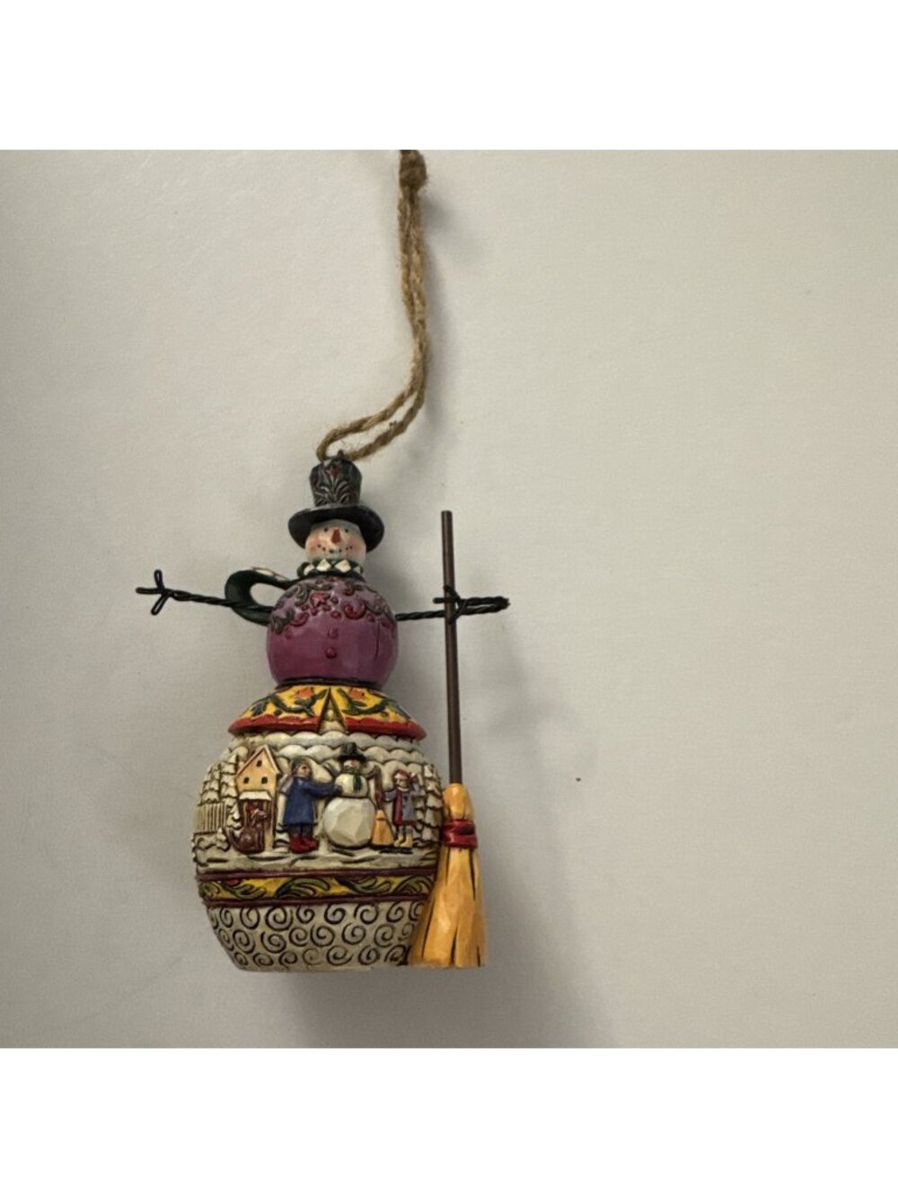 Jim Shore Heartwood Creek Snowman With Broom Ornament Figurine MM5